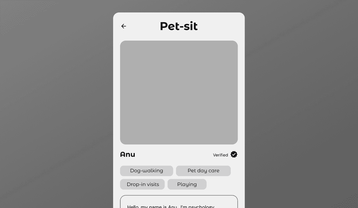 Pet sitting app wireframe design pet sitter profile page