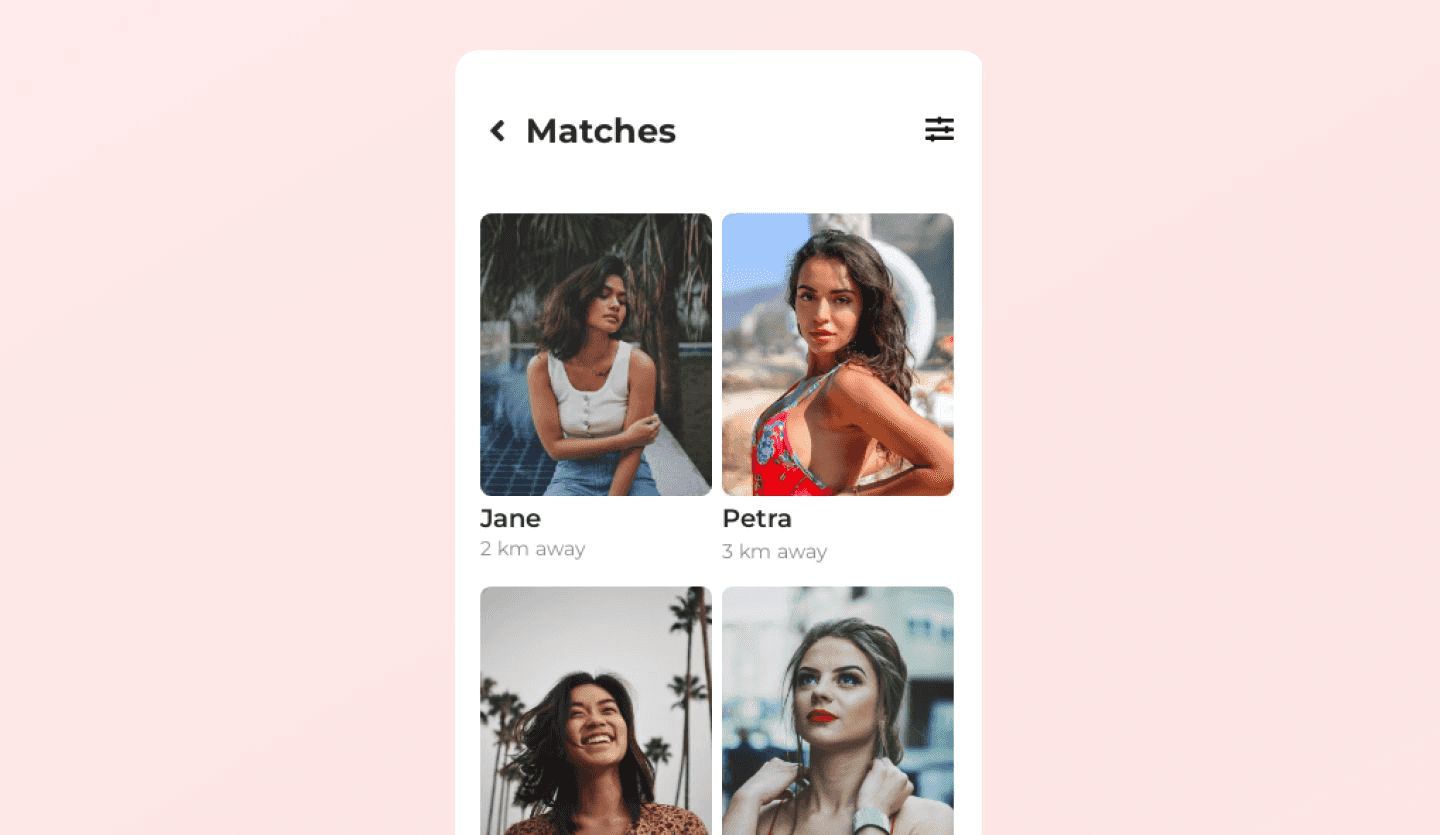 mobile dating app design matches screen