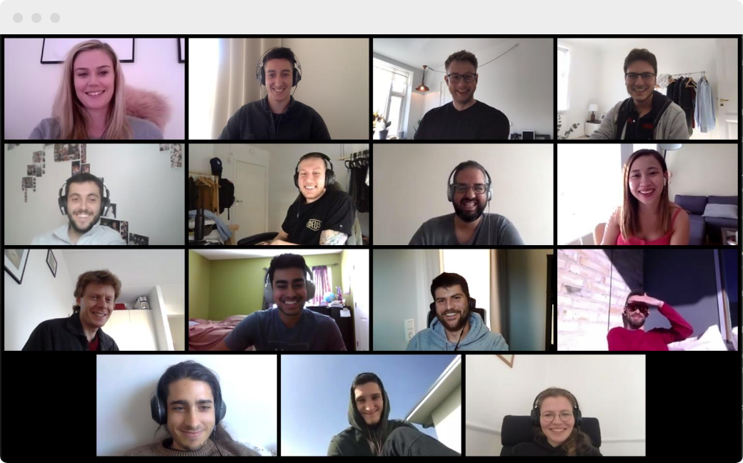 Photo of the Uizard team in working remotely from Zoom, the video conferencing software