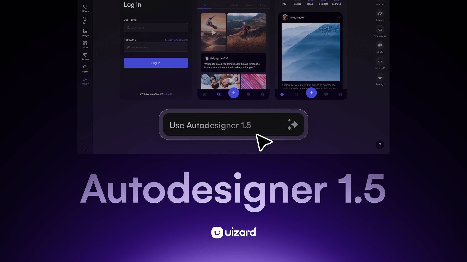 Hero video showing the technology of Uizard Autodesigner in context with a use case.